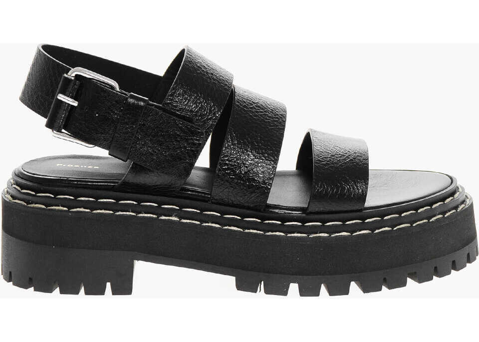 Sandale fara toc Proenza Schouler Leather Shiny Sandals With Carrion Sole Black Femei (BM 18953056) 3