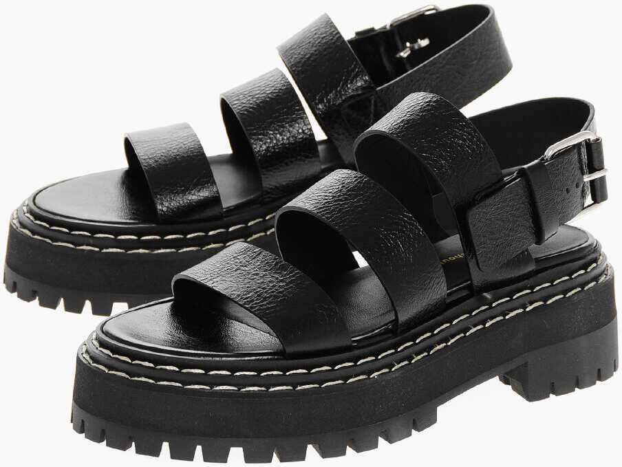 Sandale fara toc Proenza Schouler Leather Shiny Sandals With Carrion Sole Black Femei (BM 18953056) 1