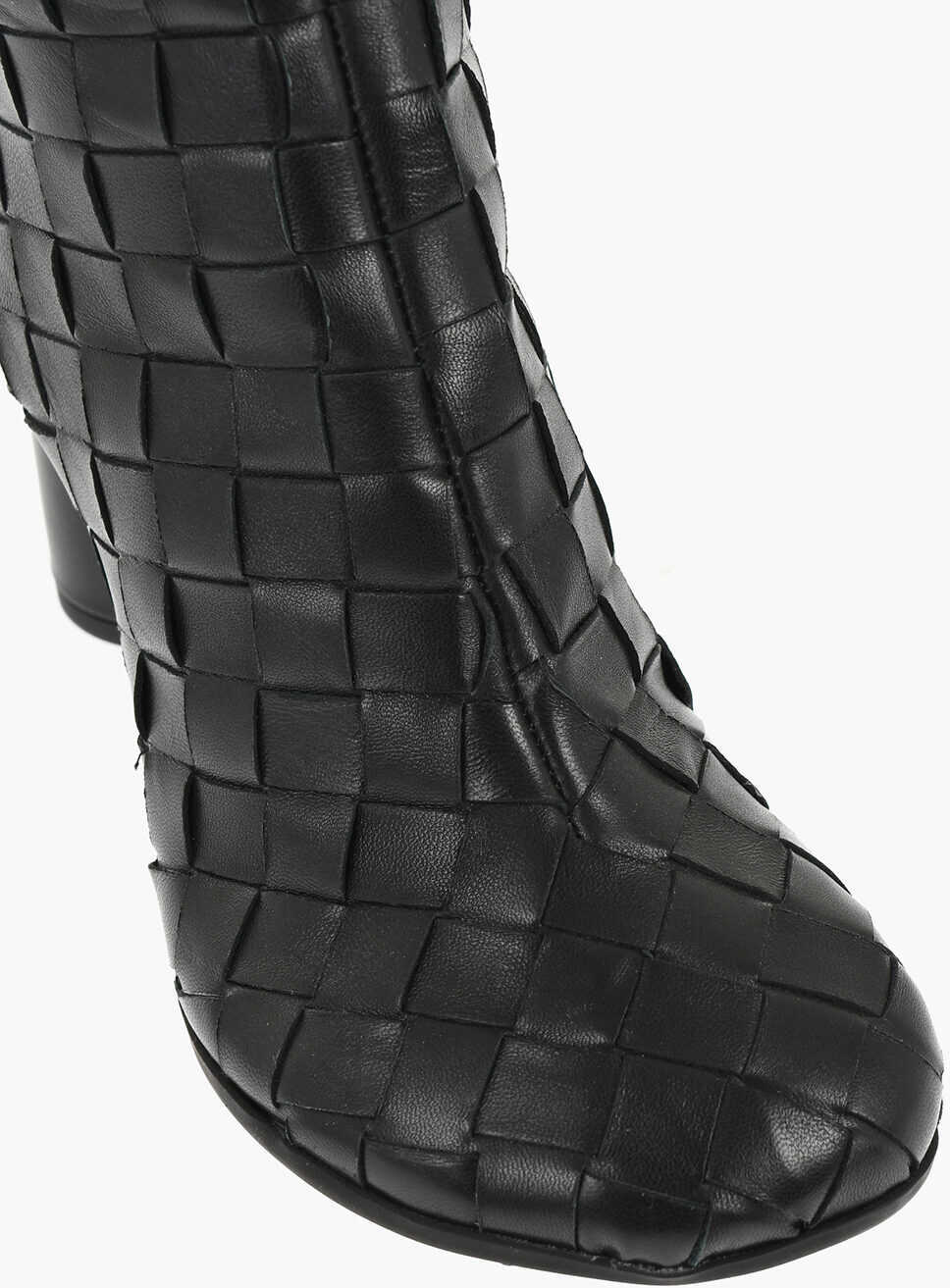 Botine Bottega Veneta Woven Leather Booties With Back Zip 7Cm Black Femei (BM 18953065) 4