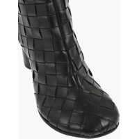 Botine Bottega Veneta Dama - Botine Bottega Veneta Woven Leather Booties With Back Zip 7Cm Black Femei (BM 18953065) - B-mall.ro