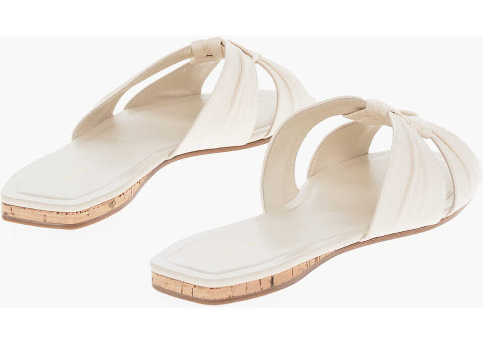 Sandale fara toc THE ROW Leather Knot Sliders With Woven Design White Femei (BM 18953533) 2