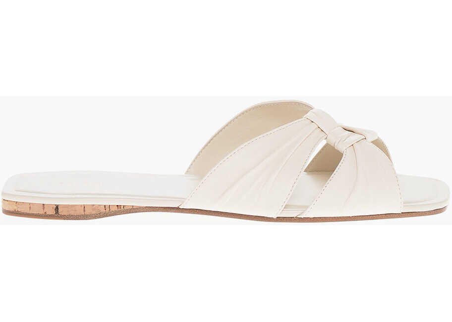 Sandale fara toc THE ROW Leather Knot Sliders With Woven Design White Femei (BM 18953533) 3