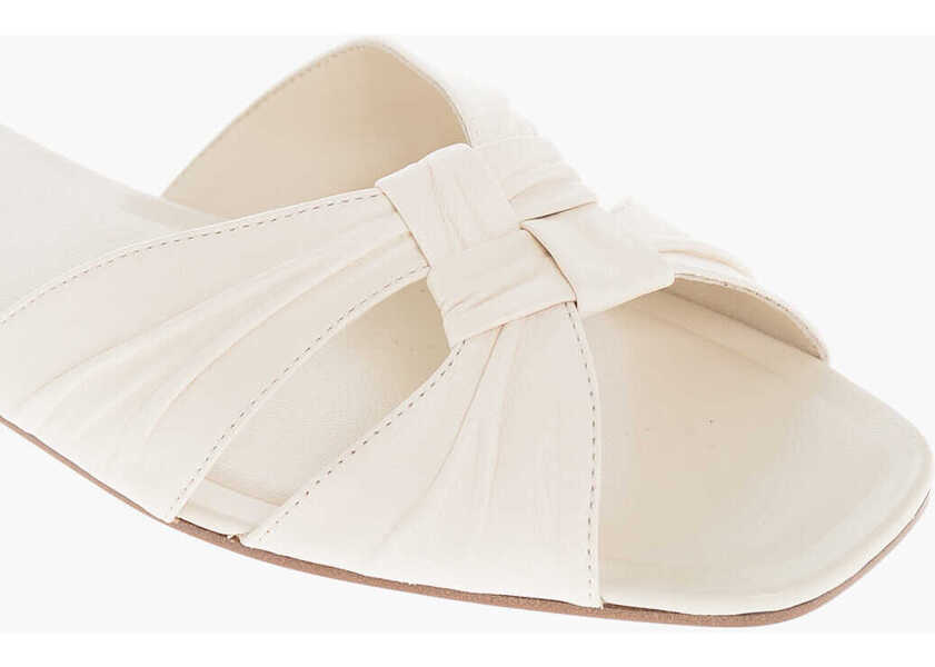 Sandale fara toc THE ROW Leather Knot Sliders With Woven Design White Femei (BM 18953533) 4