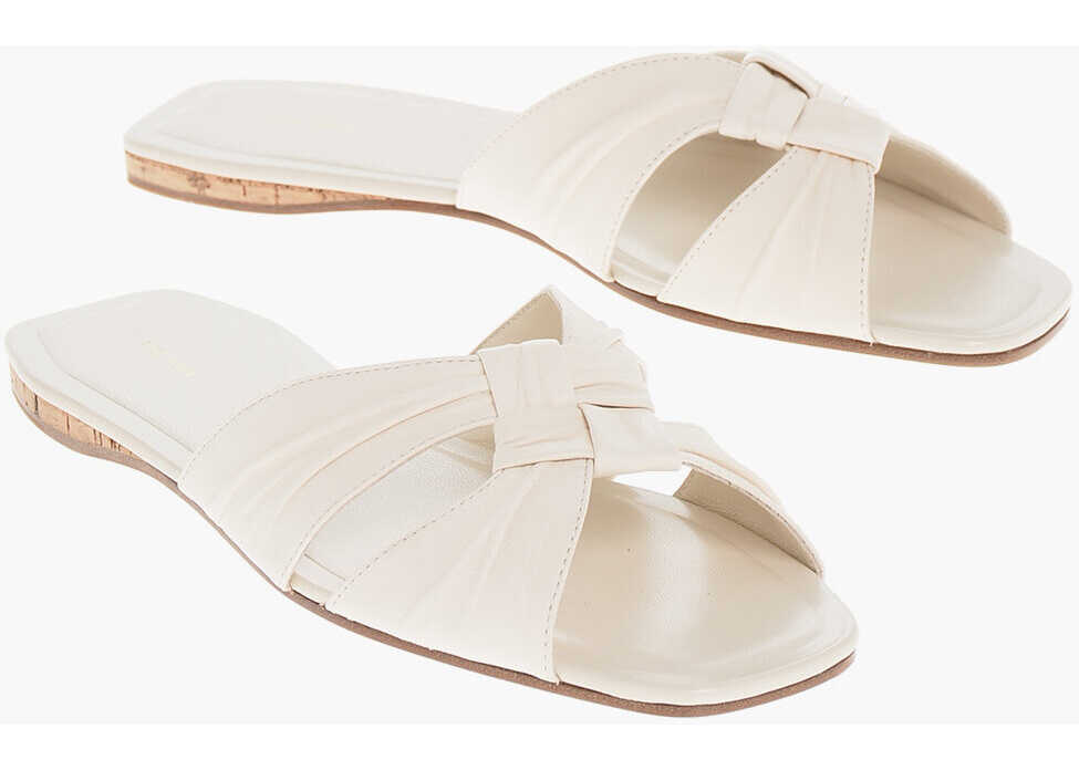 Sandale fara toc THE ROW Leather Knot Sliders With Woven Design White Femei (BM 18953533) 1