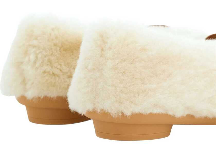 Balerini casual Salvatore Ferragamo Shearling Noella Mary Jane Ballet Flats White Femei (BM 18953536) 3