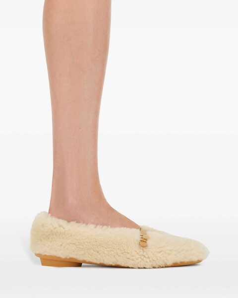 Balerini casual Salvatore Ferragamo Shearling Noella Mary Jane Ballet Flats White Femei (BM 18953536) 5