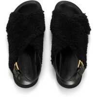 Sandale fara toc Dama - Sandale fara toc Marni Shearling Fussbett Slingback Sandals Black Femei (BM 18953557) - B-mall.ro