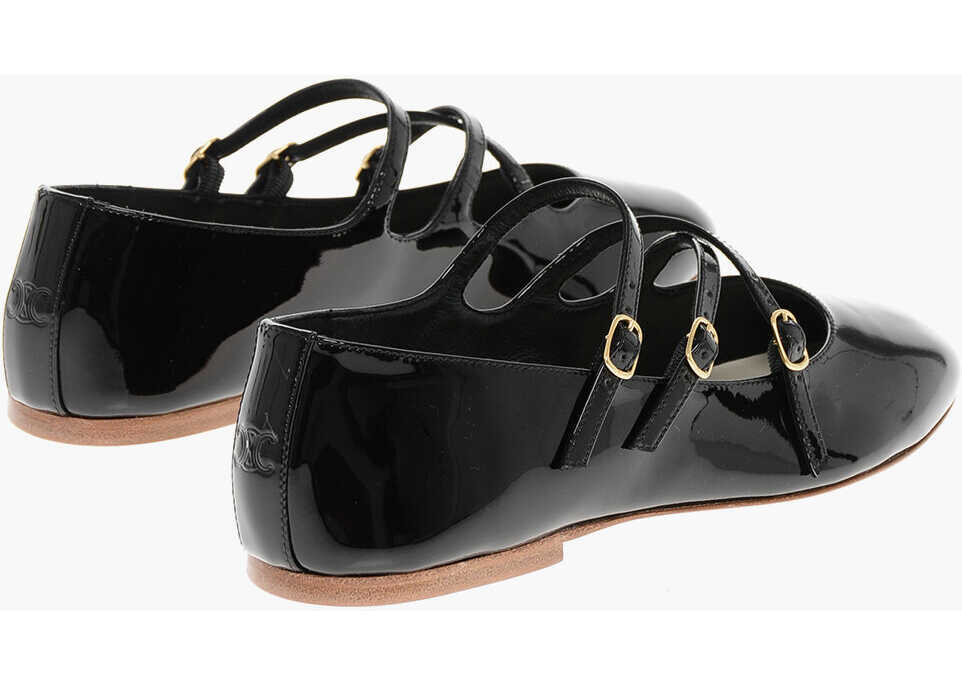 Balerini casual Cline Patent Leather Ballet Flats With Criss Cross Straps Black Femei (BM 18953560) 2