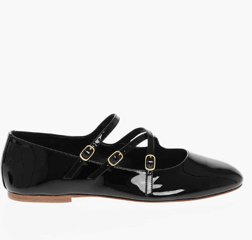 Balerini casual Cline Patent Leather Ballet Flats With Criss Cross Straps Black Femei (BM 18953560) 3