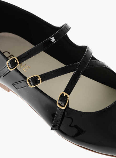 Balerini casual Cline Patent Leather Ballet Flats With Criss Cross Straps Black Femei (BM 18953560) 4