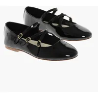 Balerini casual Patent Leather Ballet Flats With Criss Cross Straps Femei