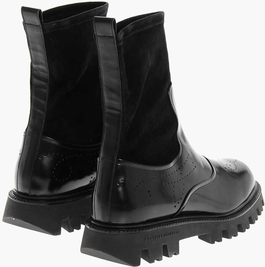 Botine Fratelli Rossetti Leather Sidney Brogue Booties With Suede Sock Detail Black Femei (BM 18953572) 2