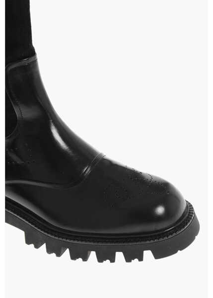 Botine Fratelli Rossetti Leather Sidney Brogue Booties With Suede Sock Detail Black Femei (BM 18953572) 4