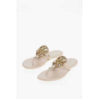 Sandale fara toc Leather Thong Sandals With Front Logo Femei