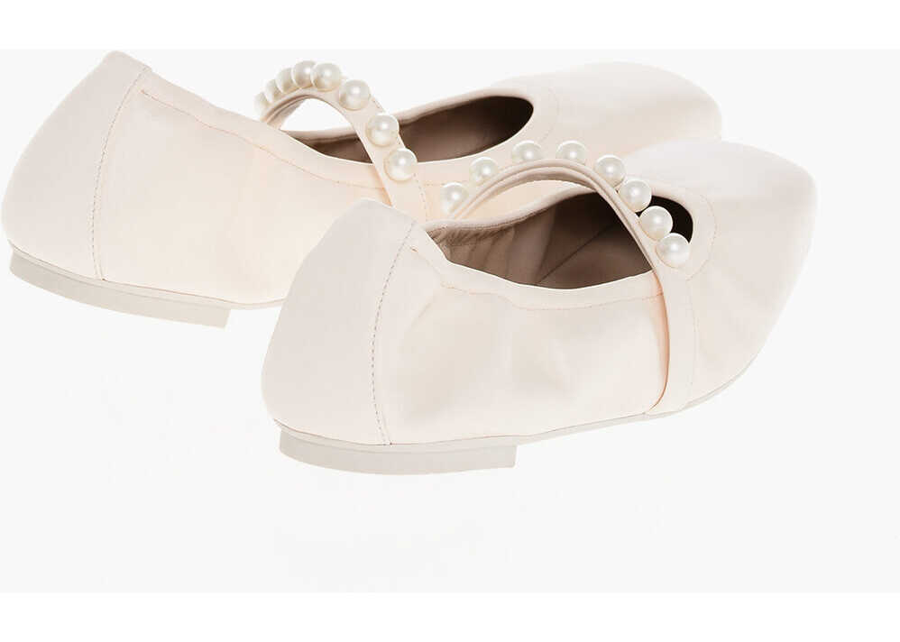Balerini casual Stuart Weitzman Mary Jane Goldie Ballet Flats With Decorative Pearls White Femei (BM 18953614) 2