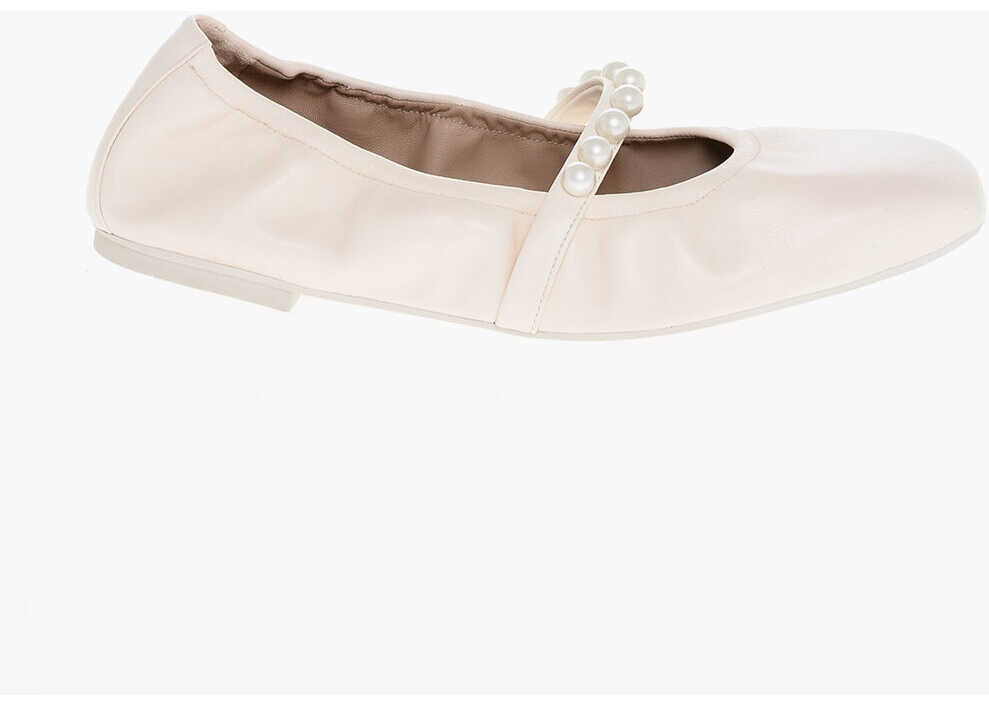 Balerini casual Stuart Weitzman Mary Jane Goldie Ballet Flats With Decorative Pearls White Femei (BM 18953614) 3