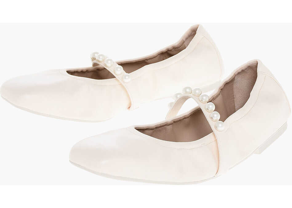 Balerini casual Stuart Weitzman Mary Jane Goldie Ballet Flats With Decorative Pearls White Femei (BM 18953614) 1