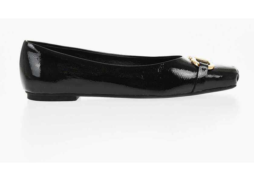Balerini casual Salvatore Ferragamo Patent Leather Ballet Flats With Front Morset Black Femei (BM 18953617) 3