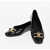 Salvatore Ferragamo Patent Leather Ballet Flats With Front Morset Black