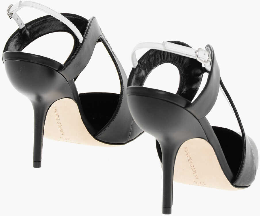 Pantofi stiletto Manolo Blahnik Leather Jijara Slingbacks With Contrasting Details 10Cm Black Femei (BM 18953620) 2