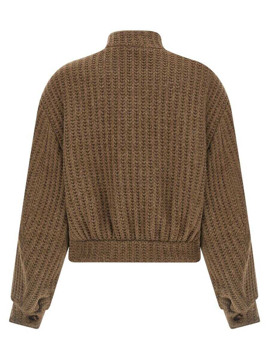 Geci GIUSEPPE DI MORABITO Giuseppe Di Morabito Wool Bomber Jacket BROWN Femei (BM 18953757) 2
