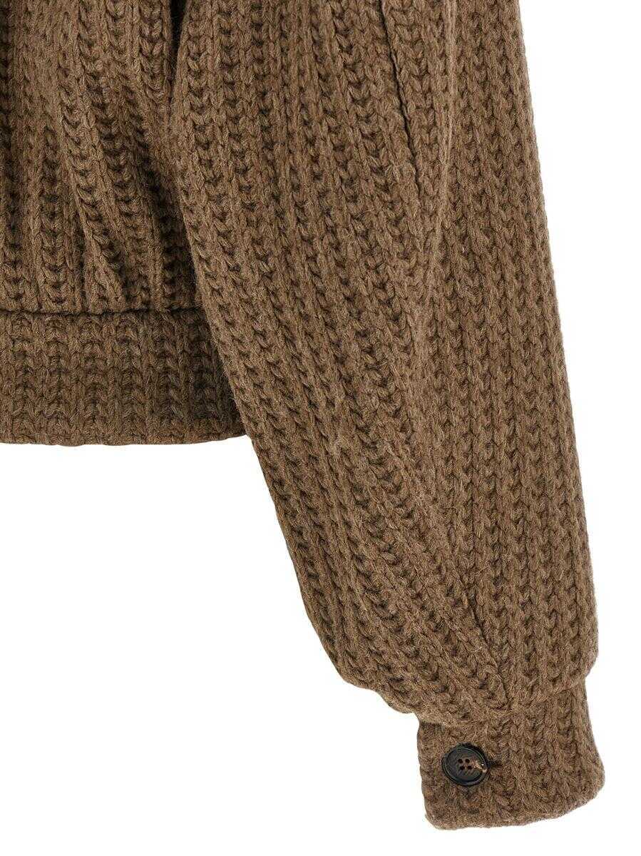 Geci GIUSEPPE DI MORABITO Giuseppe Di Morabito Wool Bomber Jacket BROWN Femei (BM 18953757) 4