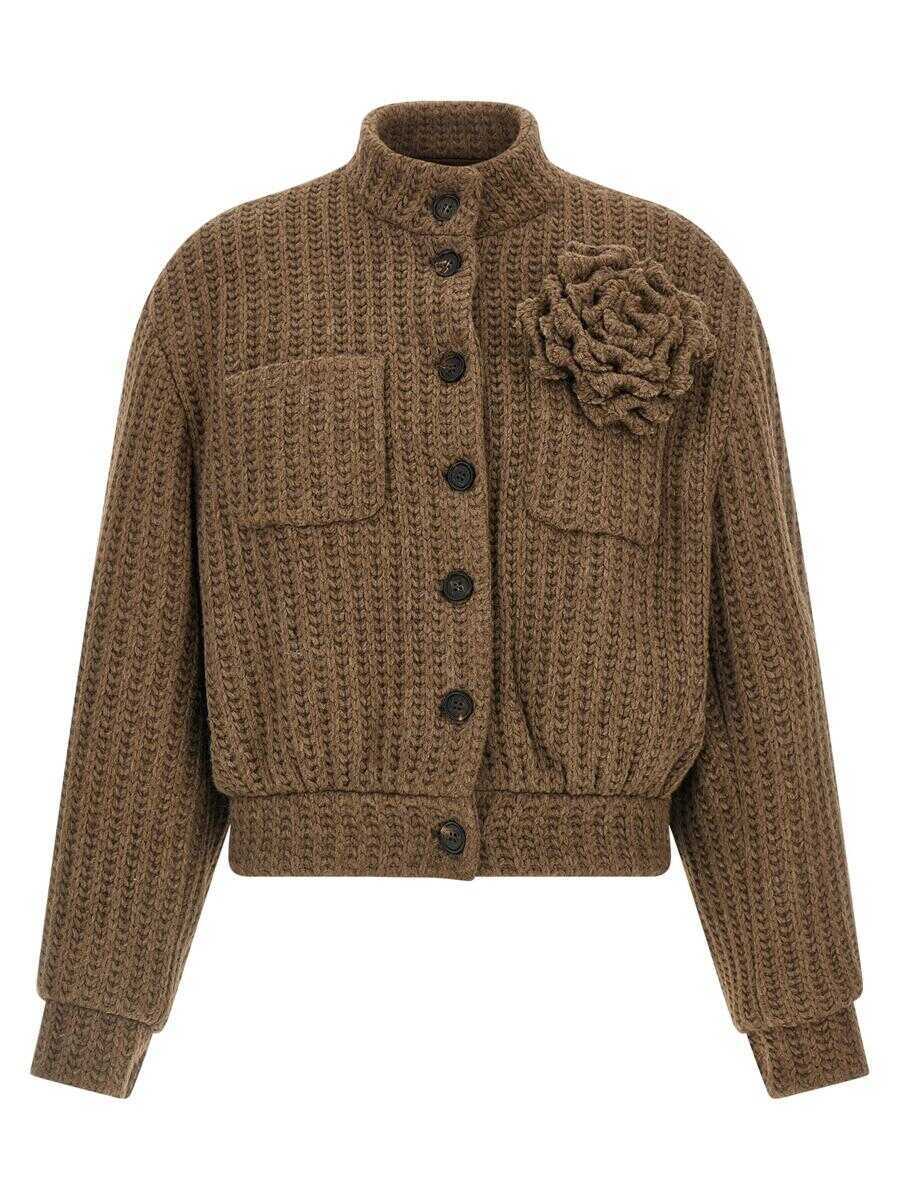 Geci GIUSEPPE DI MORABITO Giuseppe Di Morabito Wool Bomber Jacket BROWN Femei (BM 18953757) 1