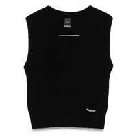 Pulovere Pinko V-Neck 'Stagnone' Knitted Vest In Black Wool Femei