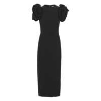 Rochii Rotate Birger Christensen Black Midi Dress With Puff Sleeves Femei