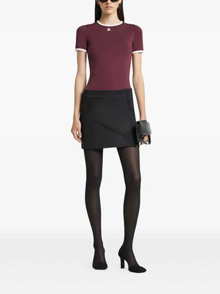 Tricouri COURRGES Courrges Signature Contrast T-Shirt Red Femei (BM 18954114) 2