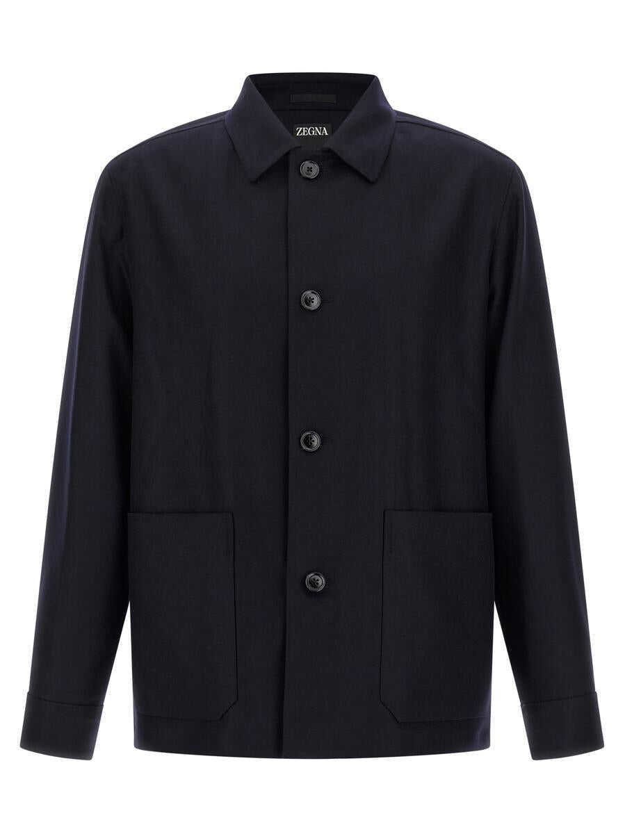 Camasi ZEGNA Zegna Alpe Overshirt BLUE Barbati (BM 18954795) 1