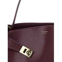 Genti de umar Salvatore Ferragamo Dama - Genti de umar Salvatore Ferragamo Hug Bordeaux Shoulder Bag With Logo Printed On Front In Hammered Leather Woman Red Femei (BM 18954804) - B-mall.ro
