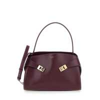 Genti de umar 'Hug' Bordeaux Shoulder Bag With Logo Printed On Front In Hammered Leather Woman Femei