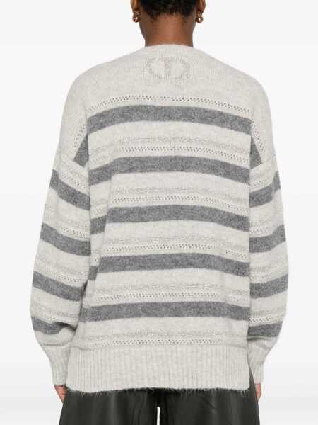Pulovere TWINSET Twinset Striped V-Neck Sweater GREY Femei (BM 18955509) 4