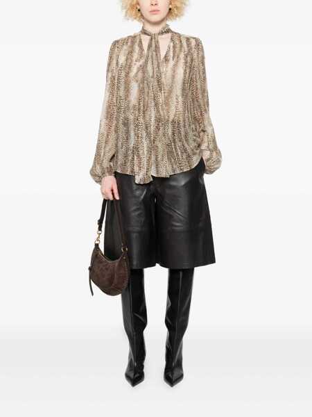 Bluze TWINSET Twinset Blouse With Lavallire Collar And Animal Print BROWN Femei (BM 18955524) 2