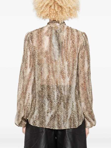 Bluze TWINSET Twinset Blouse With Lavallire Collar And Animal Print BROWN Femei (BM 18955524) 4