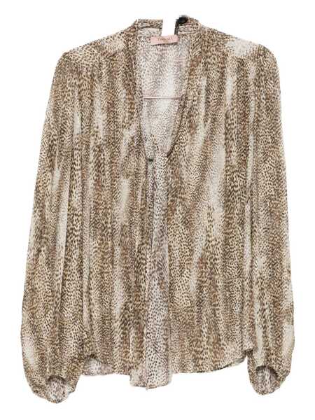 Bluze TWINSET Twinset Blouse With Lavallire Collar And Animal Print BROWN Femei (BM 18955524) 1