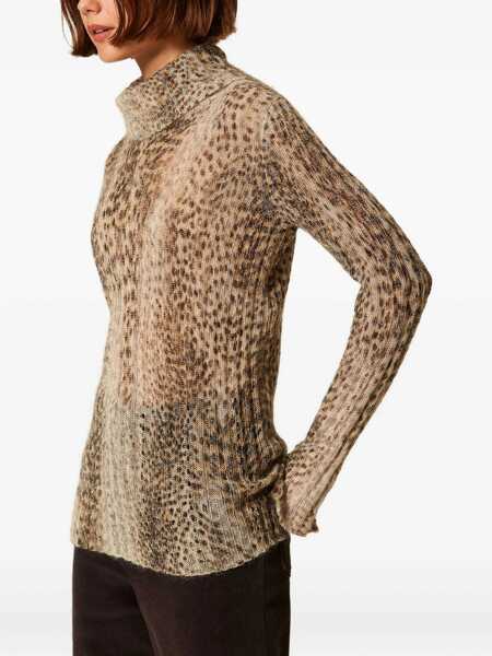 Pulovere TWINSET Twinset Animal Print Turtleneck Sweater BROWN Femei (BM 18955554) 3