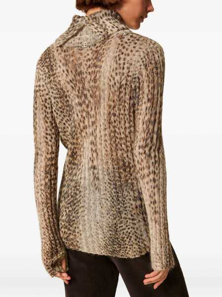 Pulovere TWINSET Twinset Animal Print Turtleneck Sweater BROWN Femei (BM 18955554) 4