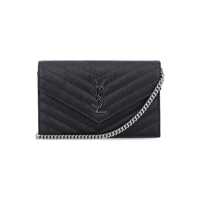 Portofele Saint Laurent Cassandre Envelope Chain Wallet In Grain De Poudre Leather Femei