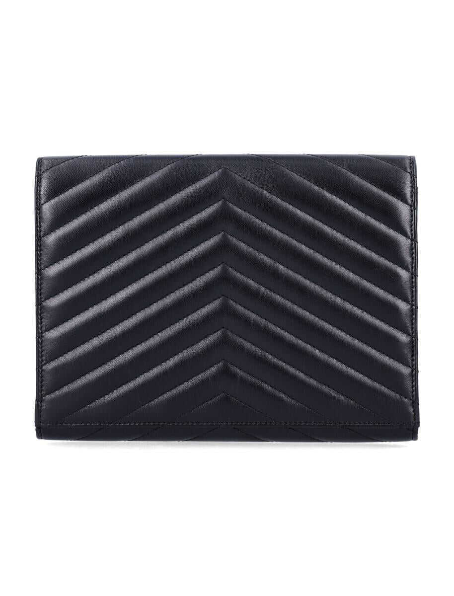 Genti de mana Saint Laurent Saint Laurent Cassandre Matelass Flap Pouch In Quilted Lambskin Black Femei (BM 18955974) 3