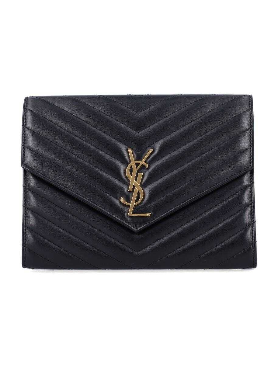 Genti de mana Saint Laurent Saint Laurent Cassandre Matelass Flap Pouch In Quilted Lambskin Black Femei (BM 18955974) 1