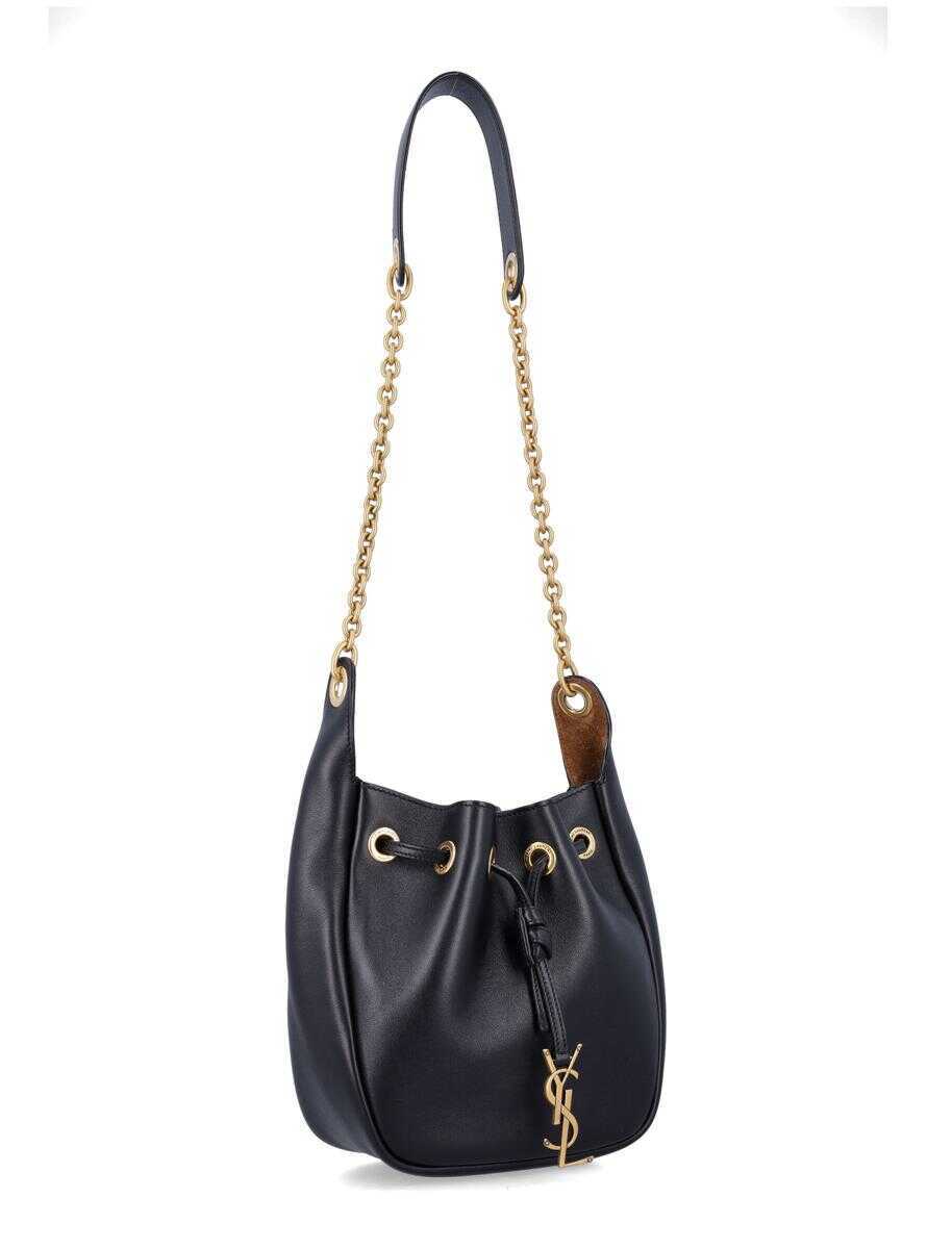 Genti de umar Saint Laurent Saint Laurent Black Leather Supple Bucket Bag With Chain Black Femei (BM 18956010) 2