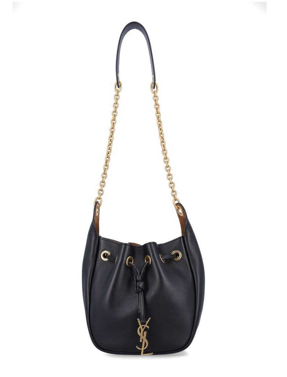 Genti de umar Saint Laurent Saint Laurent Black Leather Supple Bucket Bag With Chain Black Femei (BM 18956010) 1