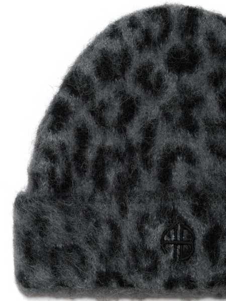 Caciuli ANINE BING Anine Bing Elia Alpaca-Wool Beanie Grey Leopard Pattern GREY LEOPARD PRINT Femei (BM 18956031) 2
