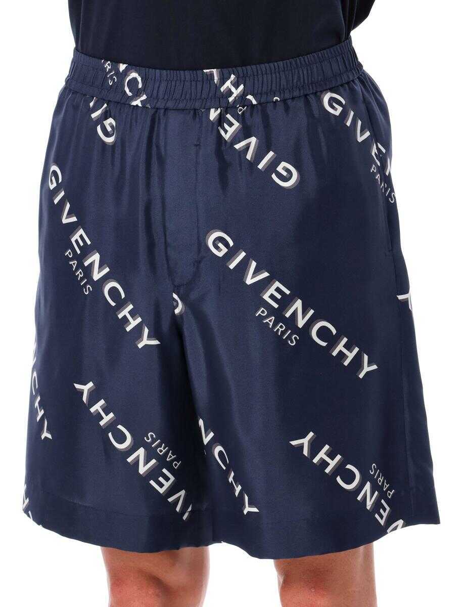 Pantaloni Givenchy Givenchy Navy Silk Bermuda Shorts With  All-Over Print NAVY Barbati (BM 18956046) 3
