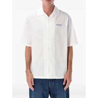 Camasi Off-White Brush Arrow Poplin Bowling Shirt With Embroidered Logo Barbati