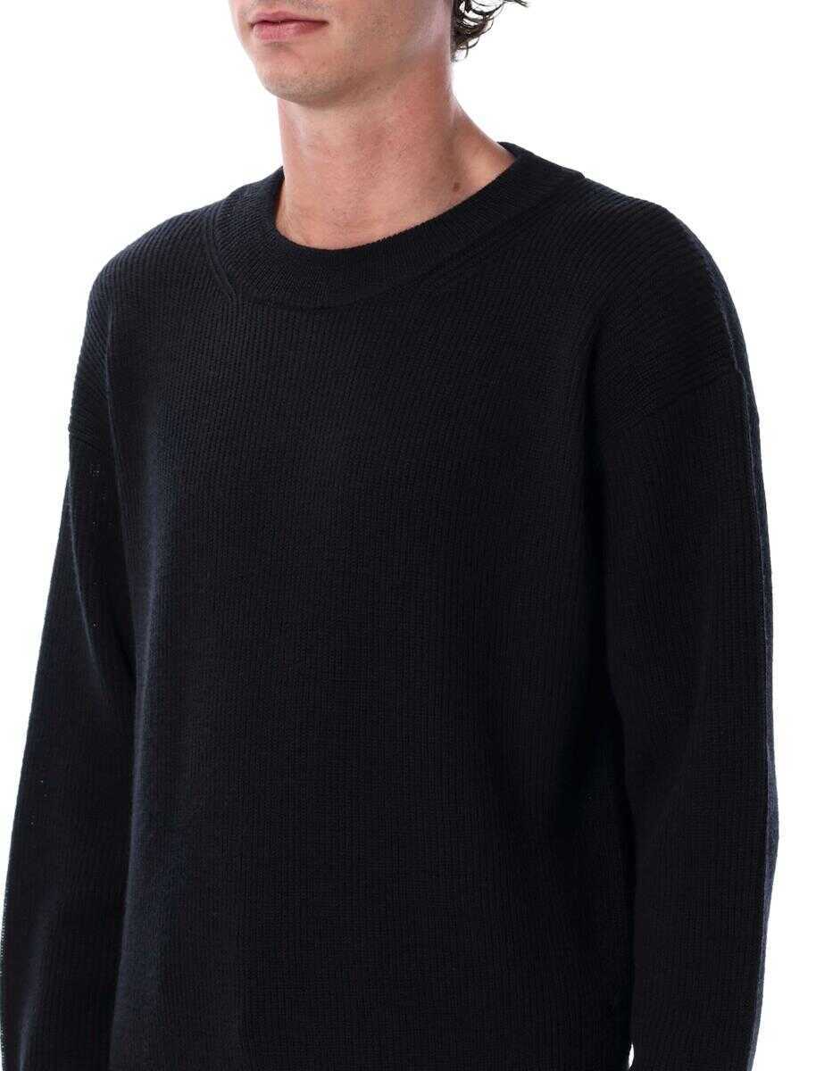 Pulovere LEMAIRE Lemaire Boxy Round Neck Sweater In Ribbed Virgin Wool Black Barbati (BM 18956610) 3