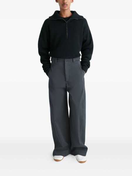 Pulovere LEMAIRE Lemaire Half Zip Sweater In Ribbed Virgin Wool Black Barbati (BM 18956613) 2