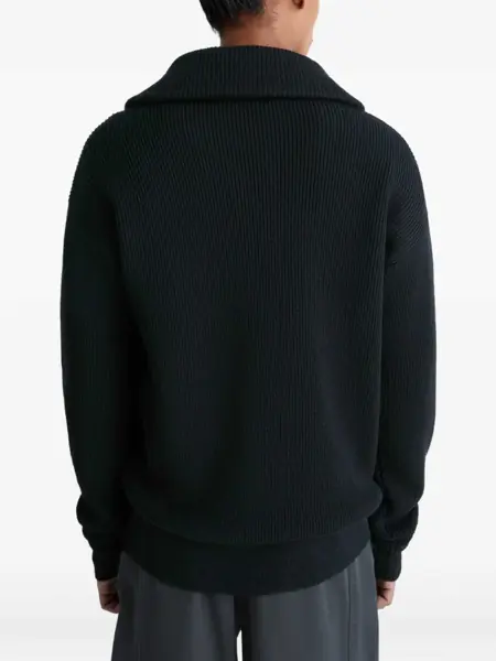 Pulovere LEMAIRE Lemaire Half Zip Sweater In Ribbed Virgin Wool Black Barbati (BM 18956613) 4